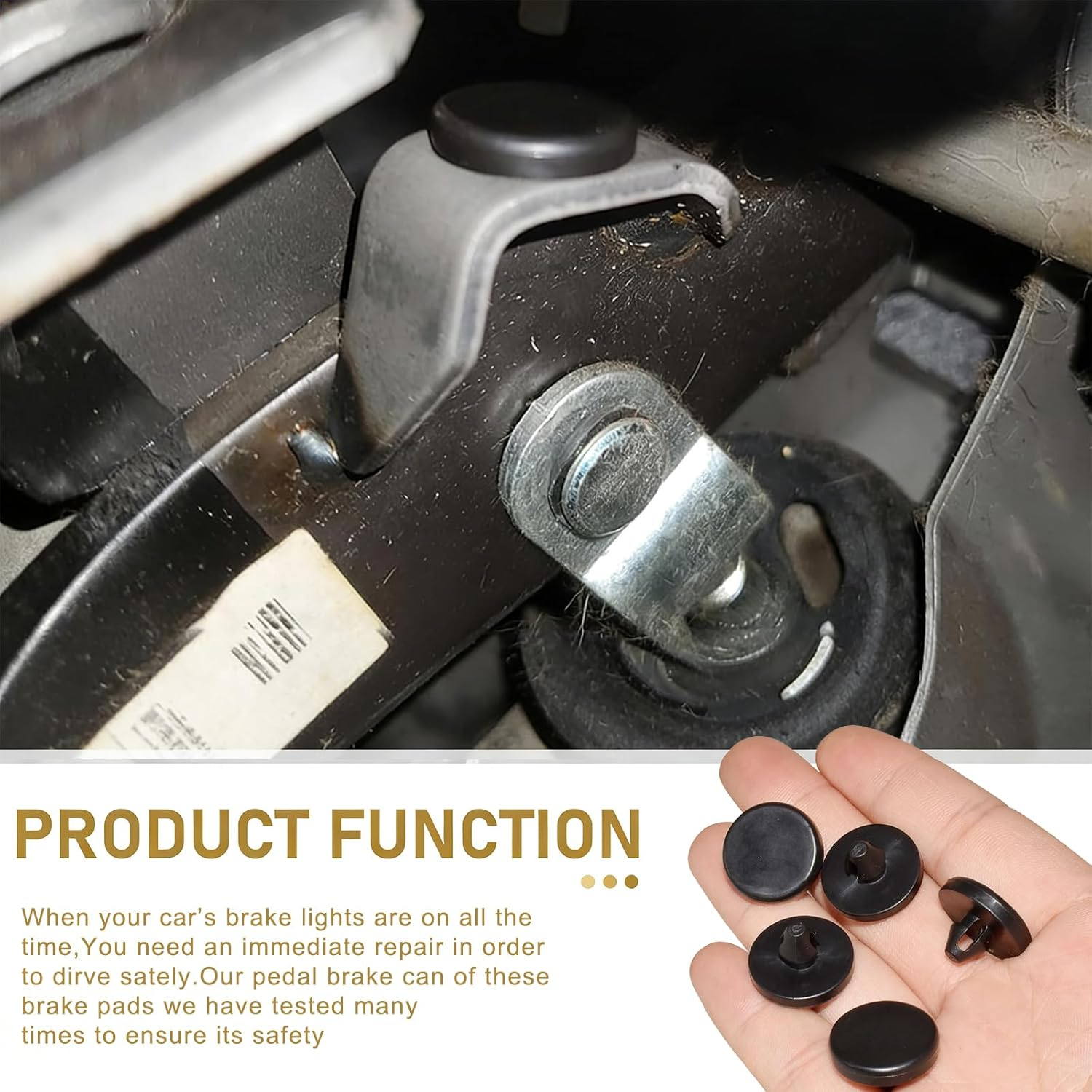 4PCS Brake Pedal Pad & Light Switch Stopper - Universal Replacement for Clutch Pedal & Brake Switch, Compatible with OEM 90541-06036, for Toyota Lexus (Black) image number 2