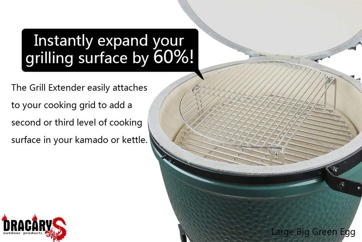 Dracarys Grill Expander Rack Stack Rack for Big Green Egg Stainless Steel BBQ Lover Gifts Fit Large & XL Big Green Egg, Kamado Joe,18" or Bigger Diameter Grill,Increase Grilling Surface image number 1