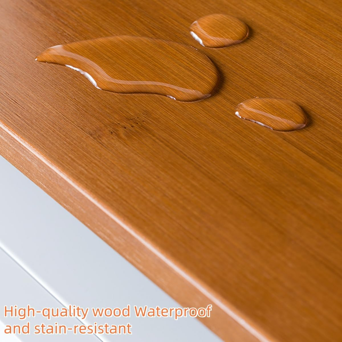 Kitment Microwave Shelf Microwave Stand, 3 Tier Bamboo Microwave Oven Rack with Board Rack, Kitchen Shelf Organiser with Adjustable Height and 4 Hooks image number 4