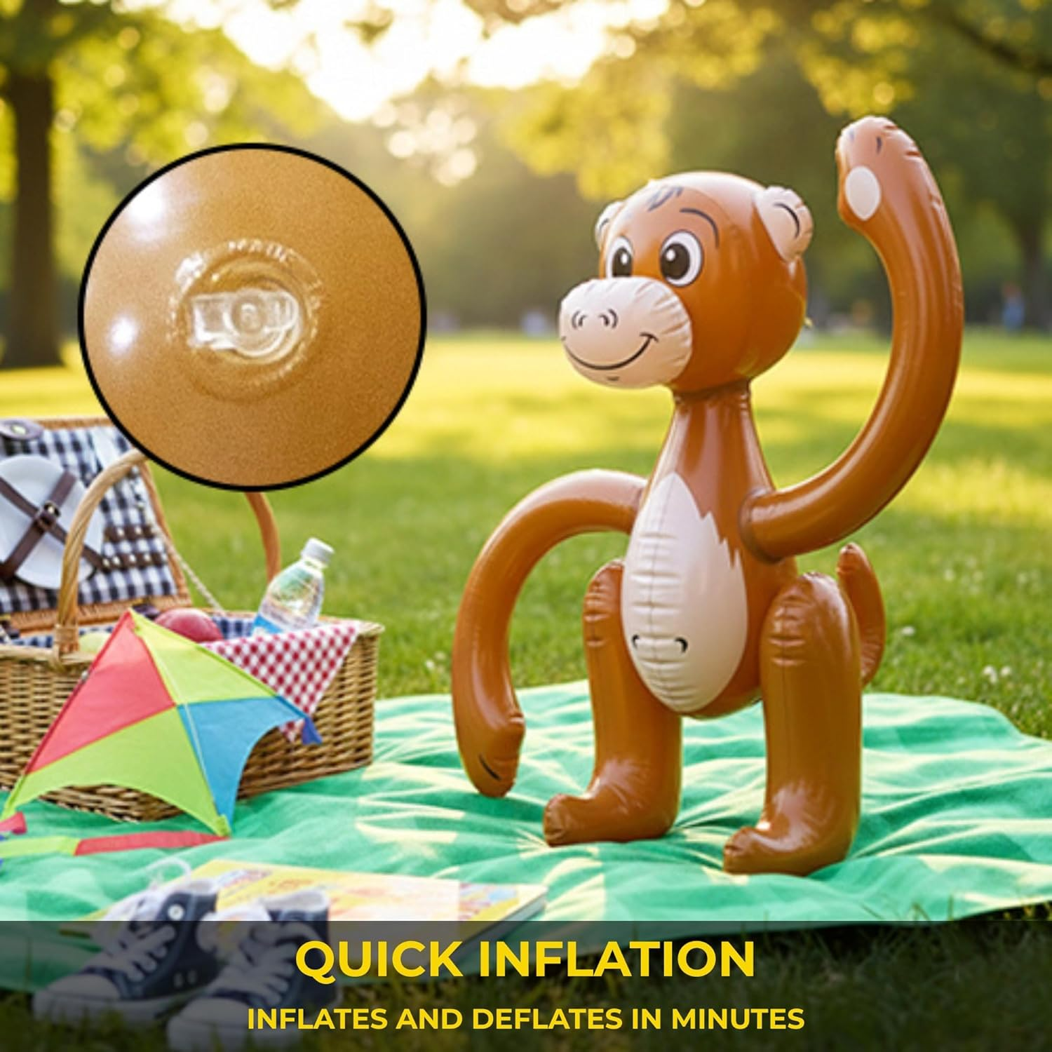 SHATCHI Inflatable Blow up Brown Monkey Chimp Tropical Summer Pool Beach Hawaiian African Fancy Dress Party Decoration Hen Stag Do Accessories, (1Pc-12Pcs), 2Pcs