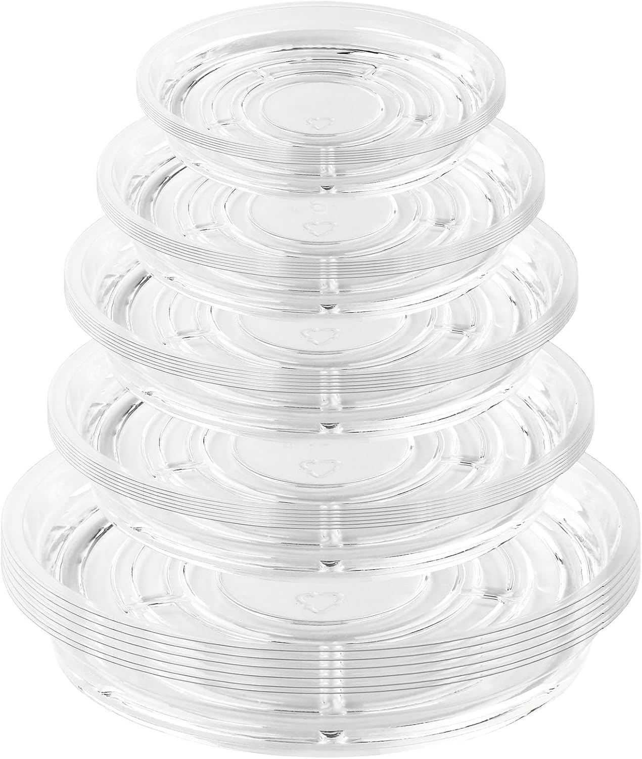 24 Pack, 15, 20, 25, 30 CM, Clear Plant Saucer Drip Trays, Plastic Plant Pot, Saucers Flower Pot Set, for Indoor Outdoor Garden, Assorted Sizes, 6 Pcs of Each Size, No Holes Plant Trays for Pots Bulk image number 3
