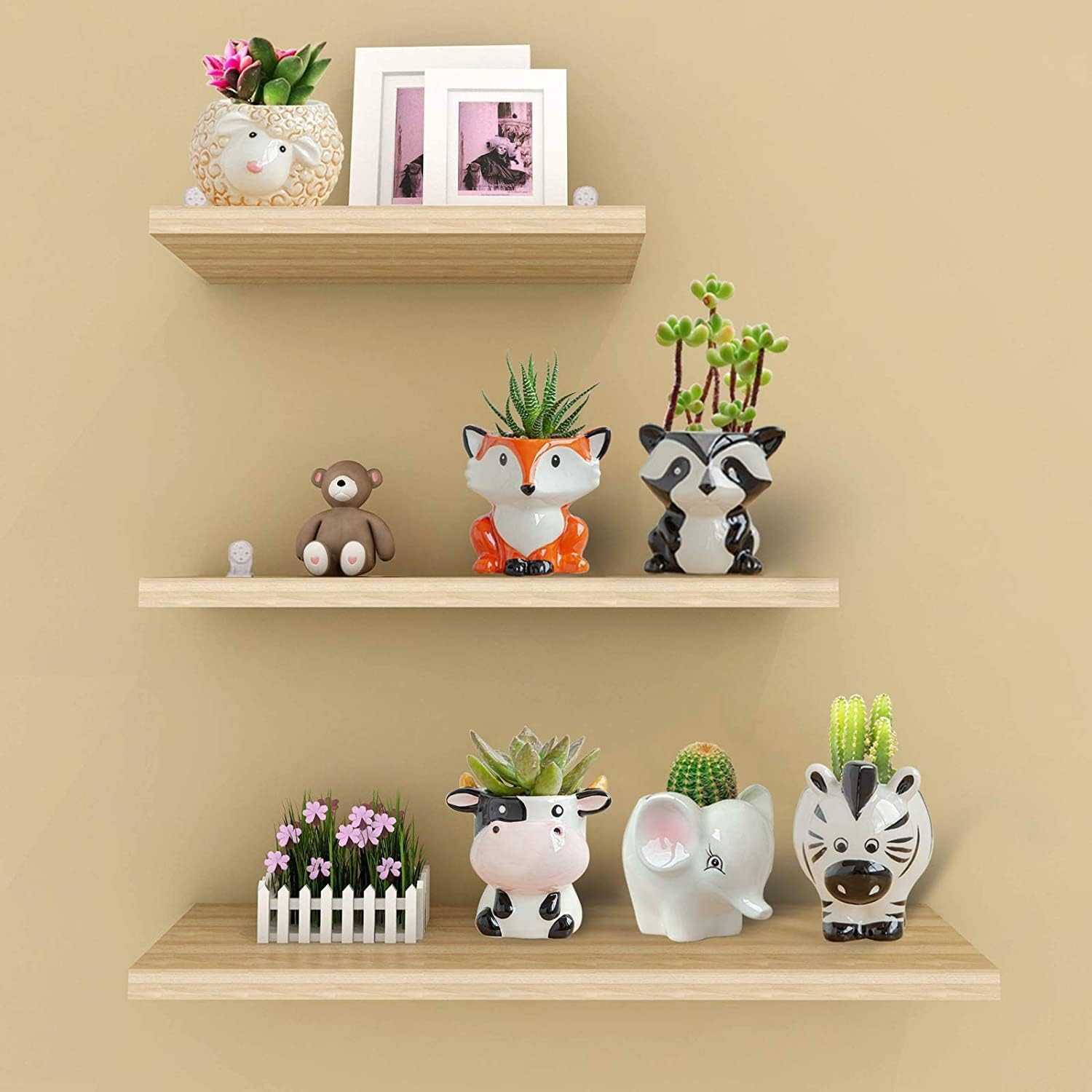 AIWFL Succulents Pots Indoor Plant Pot 6Pcs, Cartoon Mini Pots Ceramic Animal Flower Pot Cactus Succulents Plants Bonsai Pots Decor image number 2