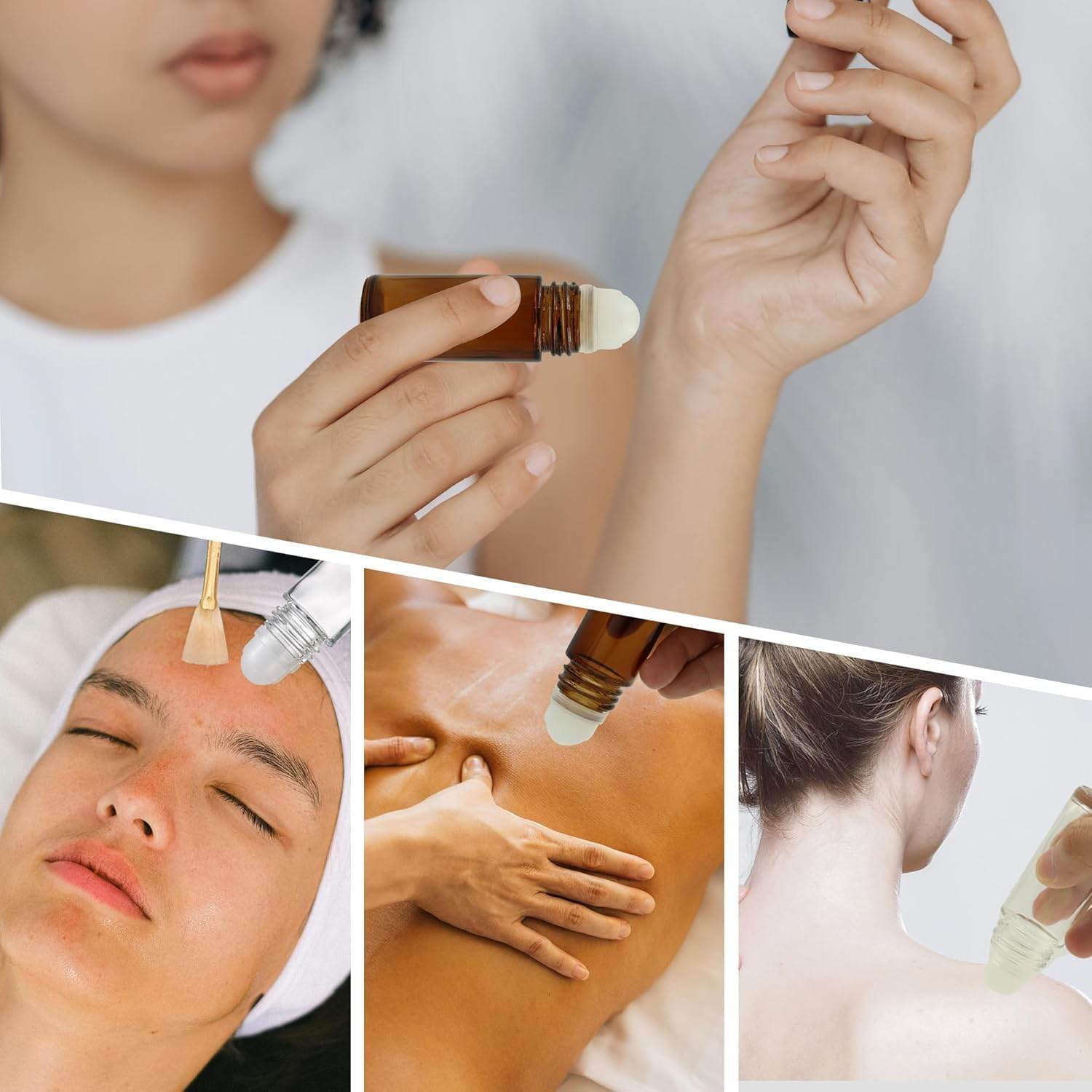 WADY 4PCS 50Ml Essential Oil Glass Roller Bottles - Empty Refillable Clear Roll-On Container with Plastic Balls and Lids (Clear) image number 3