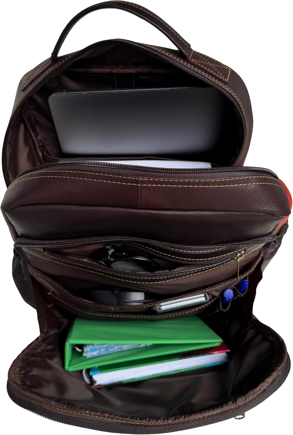 INTI REPUBLIC Classic Leather Backpack | Handcrafted, Durable & Stylish | Spacious Laptop Backpack for Work, Travel & Everyday Use | Fits 16&rdquo; Laptop image number 4