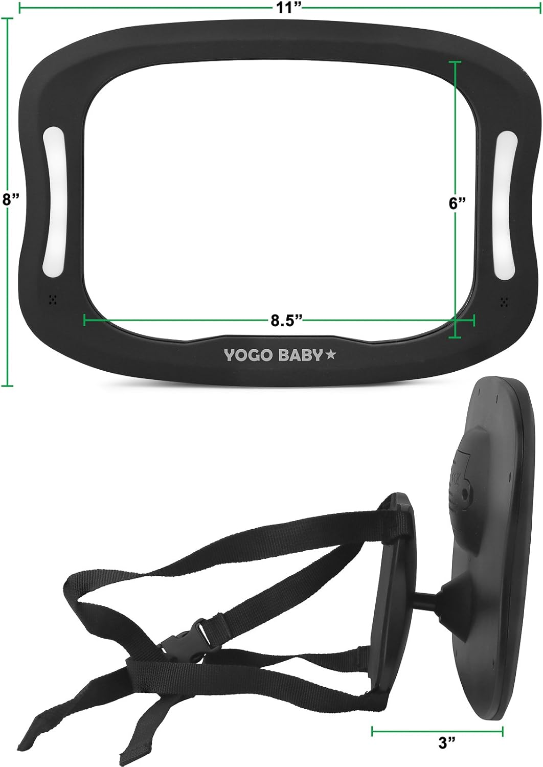 Baby Car Mirror with Remote Control Soft Led Light Shatter-Proof Acrylic Baby Mirror for Car, Rearview Baby Mirror-Easily Observe Baby'S Every Move, Safety and 360 Degree Adjustability image number 1