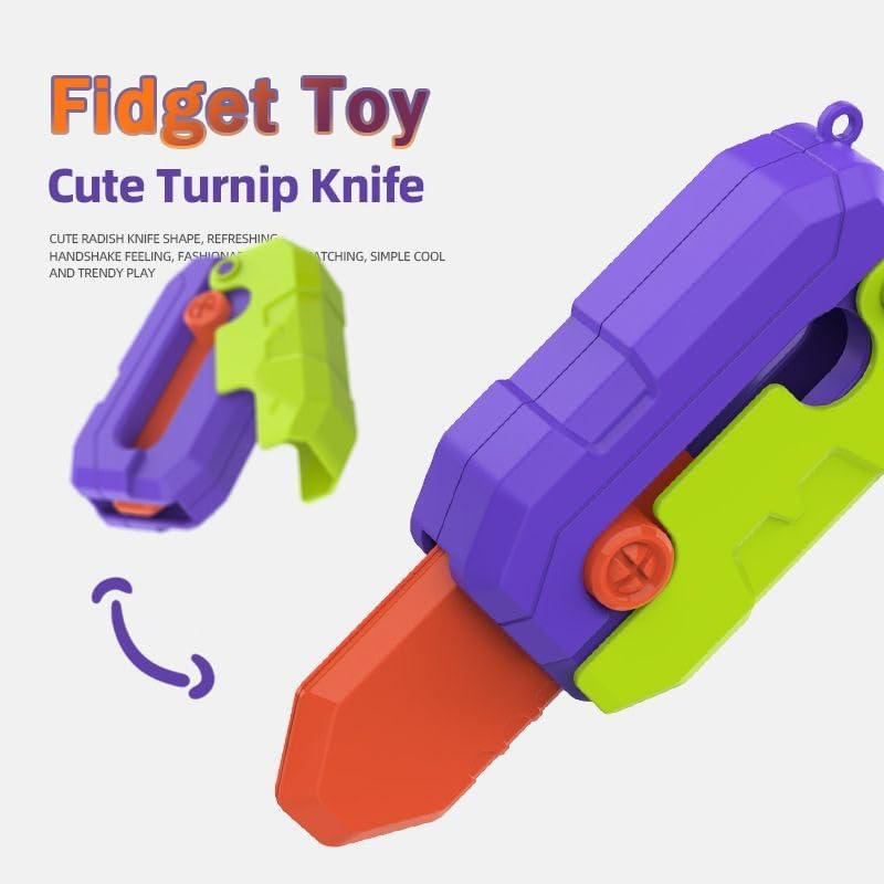 Dreamplay Fidget Toy Gun Set, 2Pcs 3D Plastic Mini 1911 Fidget Gun Knife Toy Adults Slider, Gravity Gun Toy Nice Gifts for Kids Adults Suitable for Relieving ADHD, Anxiety (Red Luminous) image number 2