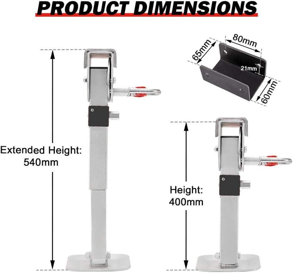 PORIYA 2PCS 400MM Caravan Corner Leg Drop down Stabilizers,1200Lbs Caravan Camper Trailer Steel Legs,Steady Camper Parts (SILVER) - Silver image number 4