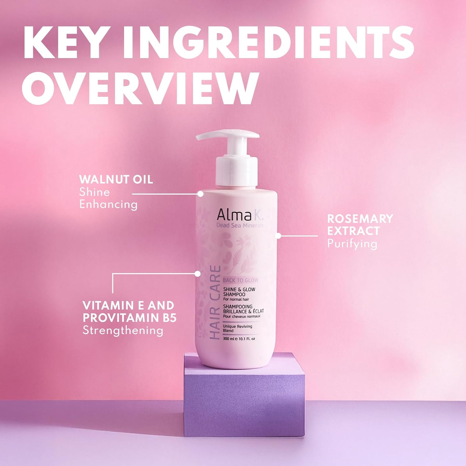 Alma K Shine and Glow Shampoo - Moisturizing Shampoo for Women - Hair Growth Shampoo - Hydrating Shampoo with Argan Oil, Cocoa Butter -300 Ml image number 5