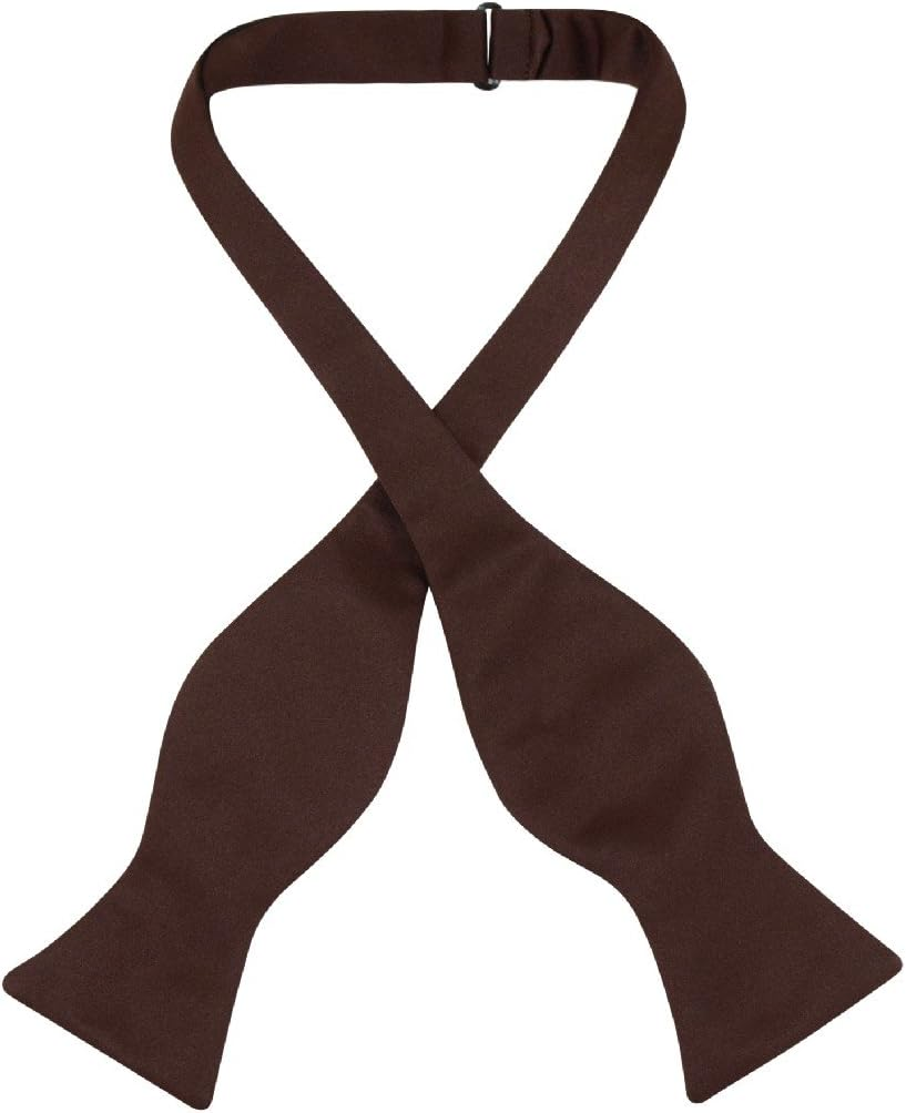 Vesuvio Napoli SELF TIE Bow Tie Solid CHOCOLATE BROWN Color Men'S Bowtie, Chocolate Brown, One Size