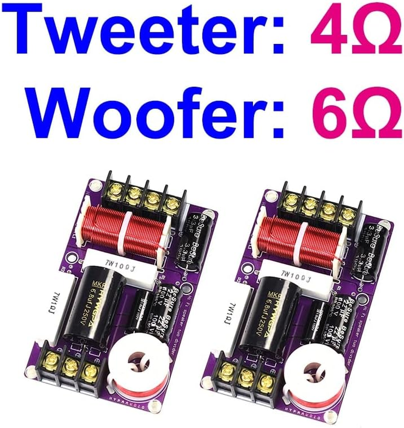 HOOCI 2PCS 3000Hz 2-Way Audio 150W Hifi Filter Circuit Board Stereo Speaker Crossover Filters 4/6/8 Ohm 2 Unit Frequency Dividers (Color : T4 W6) image number 5