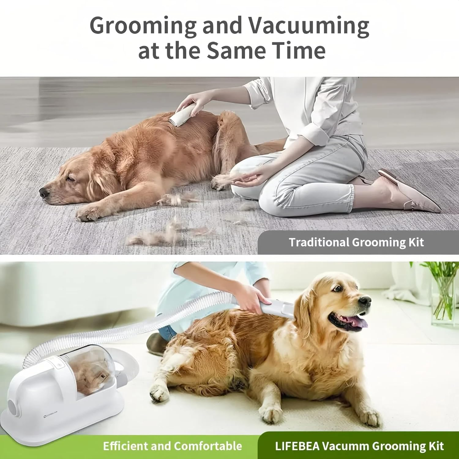 5-In-1 Pet Grooming Vacuum & Dog Grooming Clipper Kits &ndash; All-In-One Dog Hair Trimmer, Deshedder & Shedding Vacuum with 12000Pa Suction, 45Db Low Noise &ndash; Mess-Free Home Pet Grooming image number 3