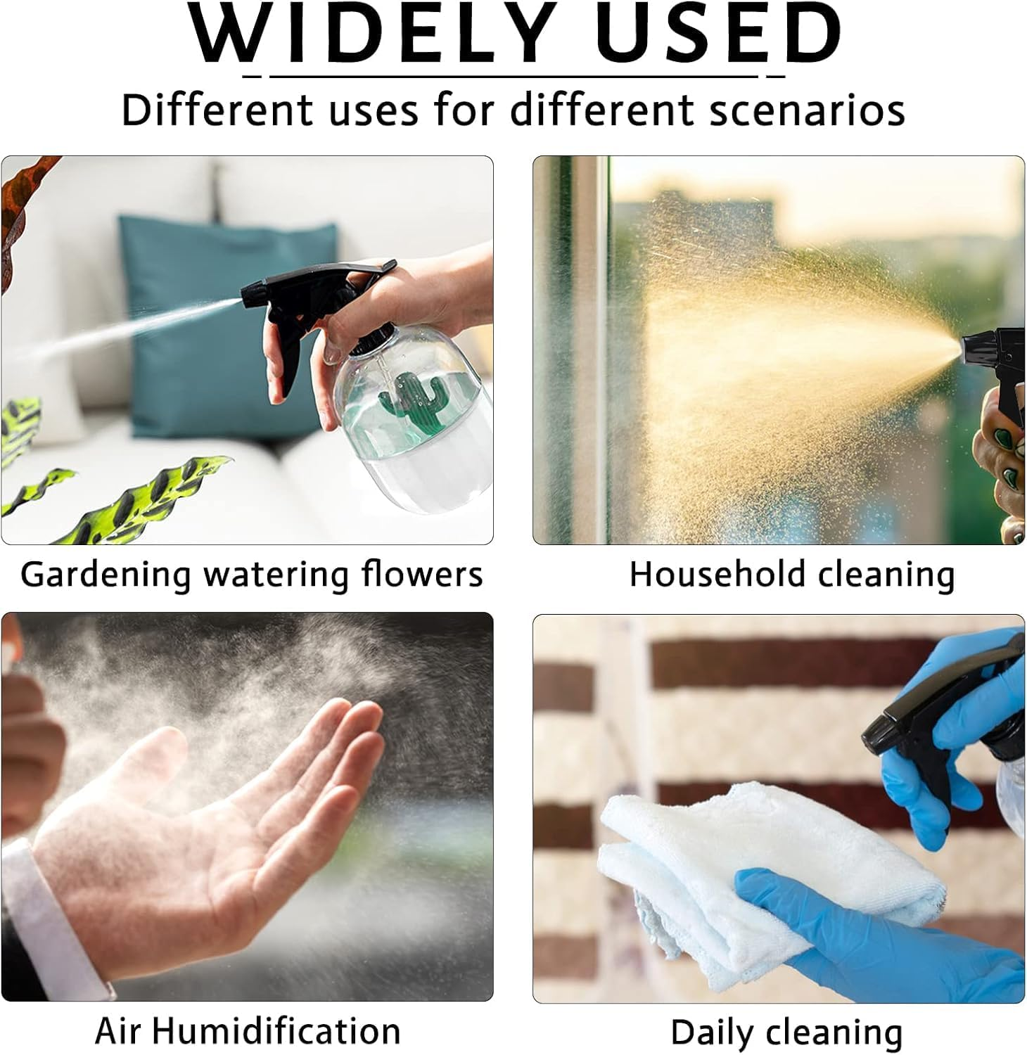 Water Spray Bottle, Watering Can for Indoor Plants with Adjustable Nozzle - 2 Ways Plastic Mister for Gardening (Green, One Size) image number 4