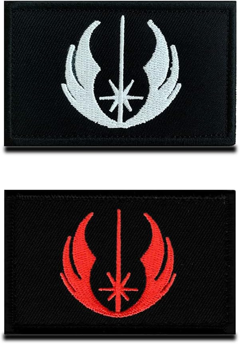 2 PCS Jedi Order Jedi Knight Tactical Patch Morale Military Patch Full Embroidery Hook and Loop Patch for Bags,Backpacks,Clothes,Vest,Harness,Jacket,Military Uniforms