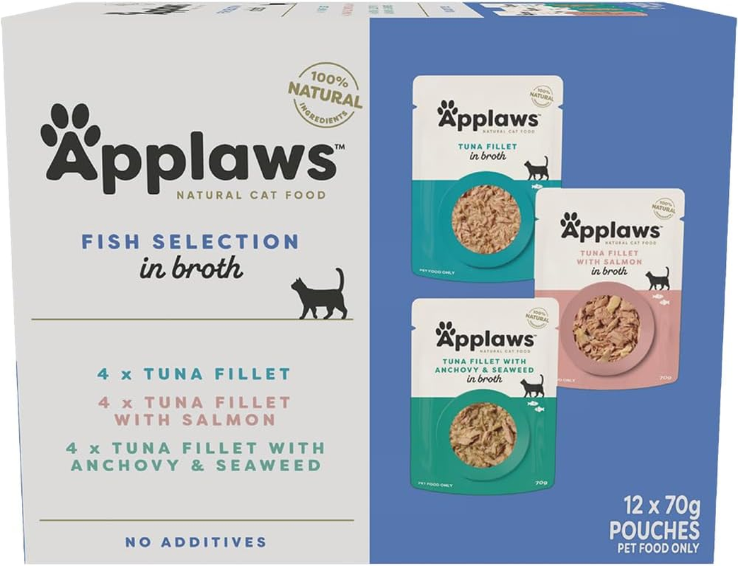 Applaws Mixed Variety Fish Selection in Broth Pouch 100% Natural Wet Cat Food 70G (Pack of 48) image number 5