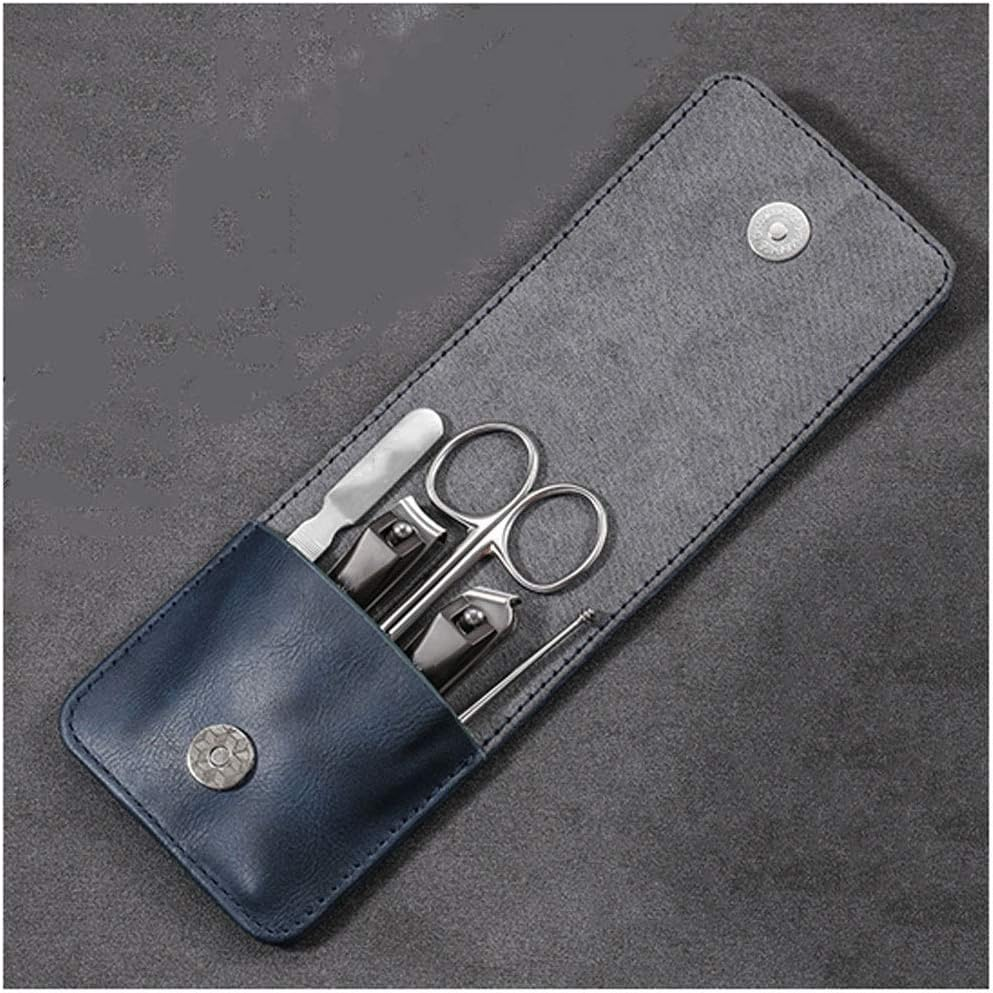 Manicure Set,Nail Clippers Kit,Pedicure Care Tool,Blue Nail Clippers 5-Piece Set Stainless Steel Nail Clippers, Nail File, Ear Pick, Portable Travel Manicure Tool Manicure Set image number 2