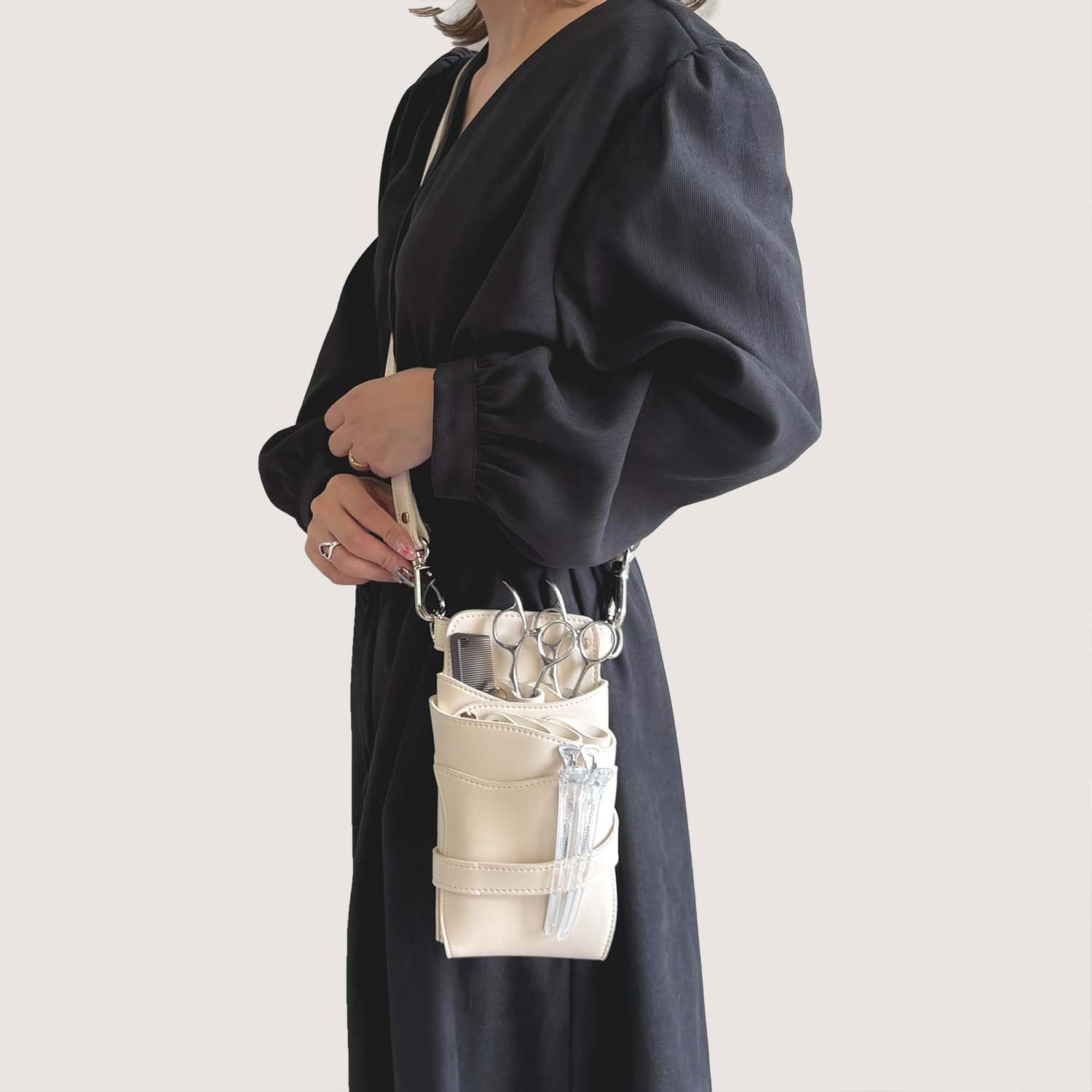 Large Capacity Pocket Dp 0-5 Scissor Case Plat Ivory PR003 Hairdresser Barber Trimmer image number 2