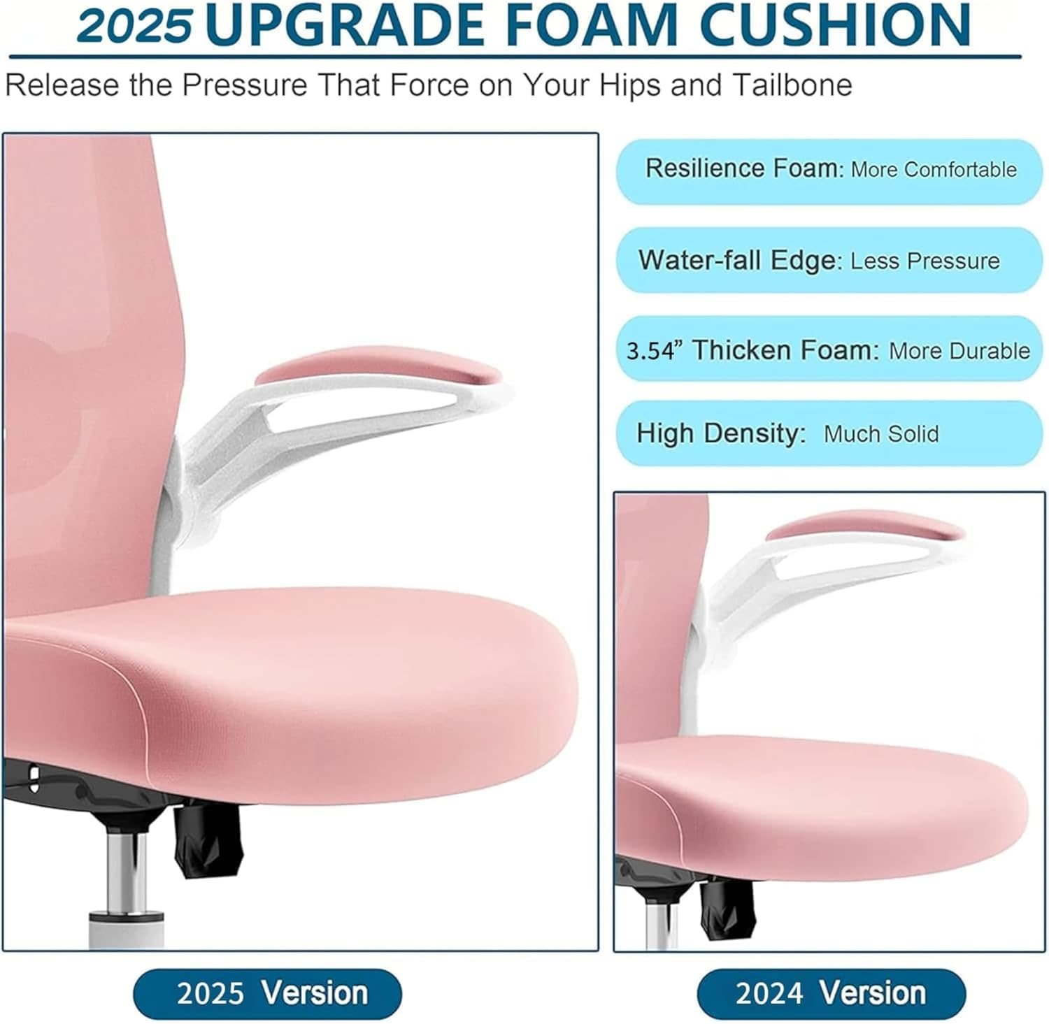 Mimoglad Office Chair, High Back Ergonomic Desk Chair with Adjustable Lumbar Support and Headrest (Spanish Pink)