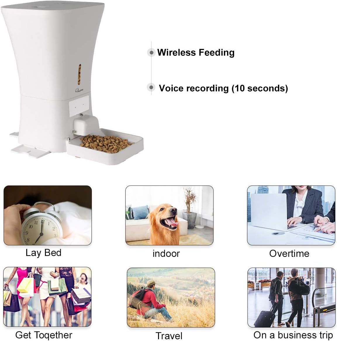 SKYMEE 8L Automatic Cat Feeders,2.4G Wifi Enable Cat Food for Cats and Dogs with App Control,Dog Food Container,Timed Feeding