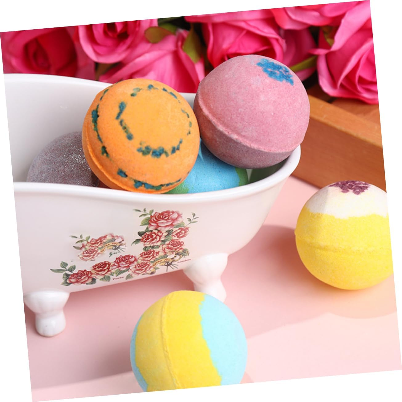 WOONEKY 6Pcs Bath Natural Spa Salts for Relaxation Each Essential Oils Lemon Sweet for Soaking Feet and Bathing Fun image number 4