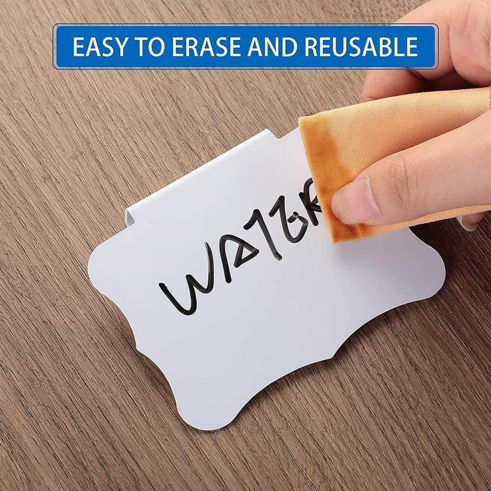 Label Clips Basket Clip on Label White Label Holdera 32 Pieces Basket Labels Clips and Pens Set Includes 32 Pieces Kitchen Clip Label Holder and 2 Pieces Chalk (White) image number 5