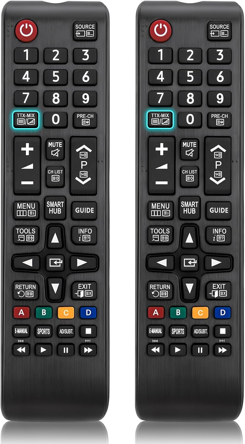 (Pack of 2) Universal Remote Control for Samsung TV Remote Replacement for All Samsung LED QLED UHD SUHD HDR LCD Frame Curved Solar HDTV 4K 8K 3D Smart Tvs,With Teletext Button image number 2