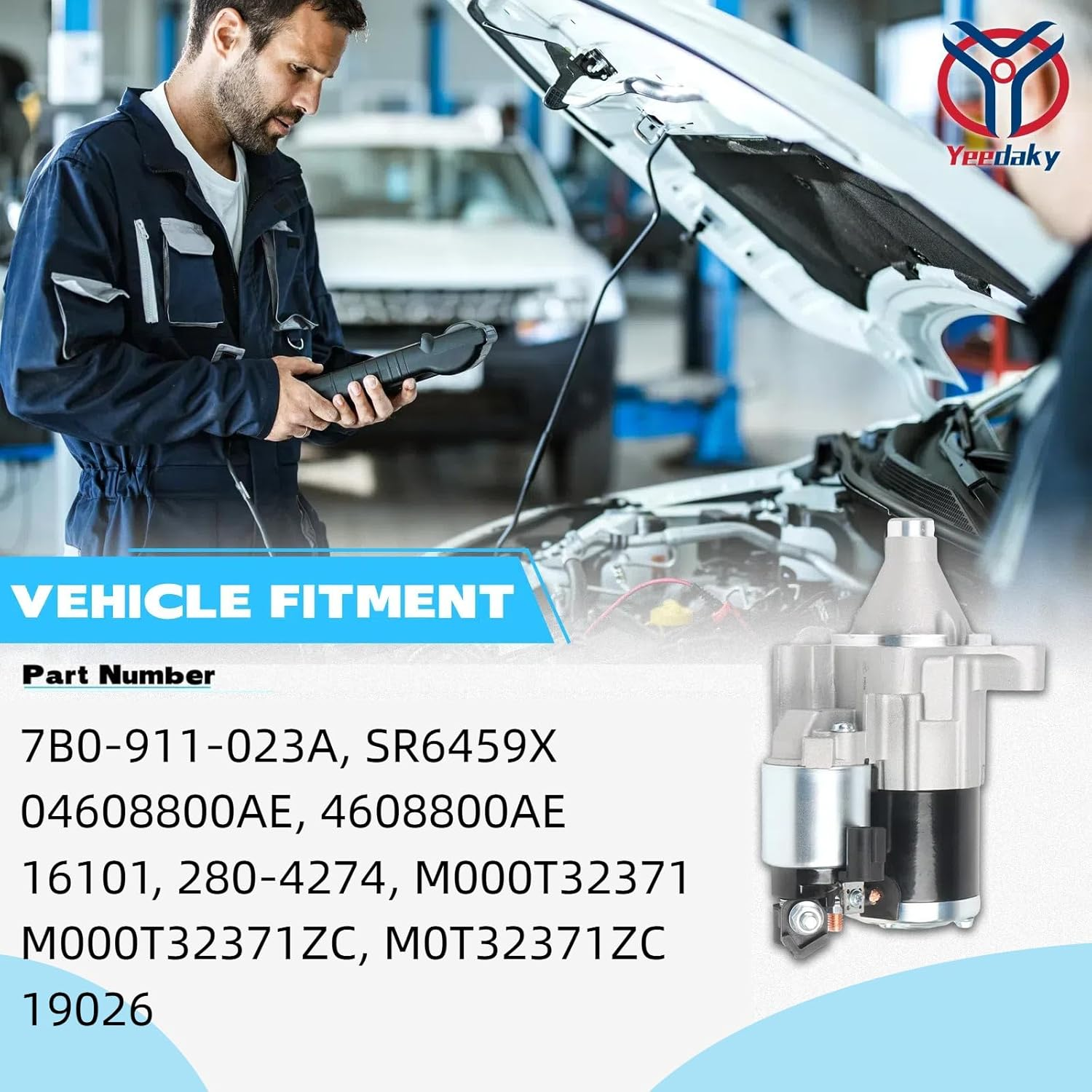 19026 Starter for Pacifica Touring 4.0L 2007-08 Sebring Touring 2.7L 2007-10 Sebring Limited 3.5L 2007-10 Starter Motor OE# 7B0-911-023A SR6459X 04608800AE 4608800AE