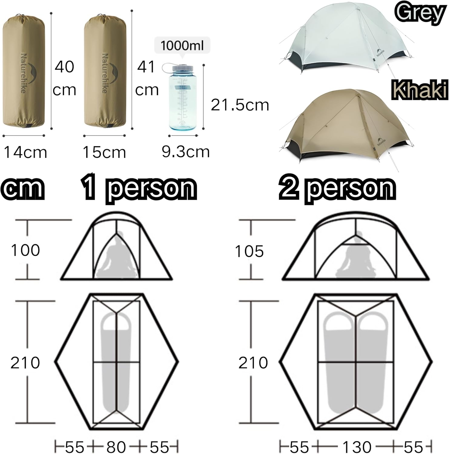 Naturehike Mongar Ul-Zelt [2025 Upgrade] 1,5 Kg, Ultraleichte Zelte, 1/2 Personen, Rucksackzelt, 4 Verwendungsmodi, Wasserdicht, Wanderzelte F&uuml;r Camping Mit Veranda, Einfacher Aufbau image number 3