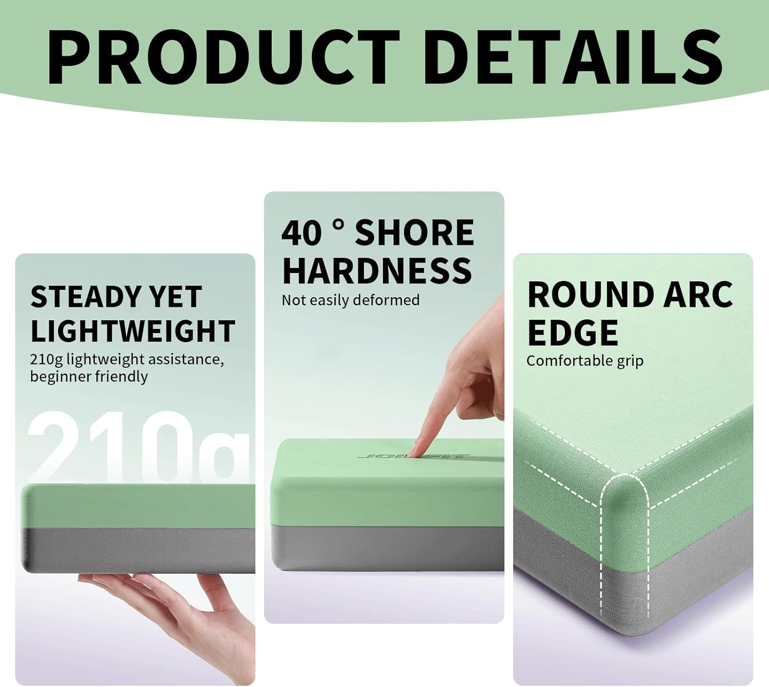 Yoga Blocks 2 Pack, High Density 23 X 15 X 8 Cm, (Set of 2) EVA Yoga Bricks,Lightweight Fitness Foam Bricks, Anti-Slip,Soft,For Yoga,Pilates,Gym Practice,Flexibility,Backbends,Improve Balance image number 1