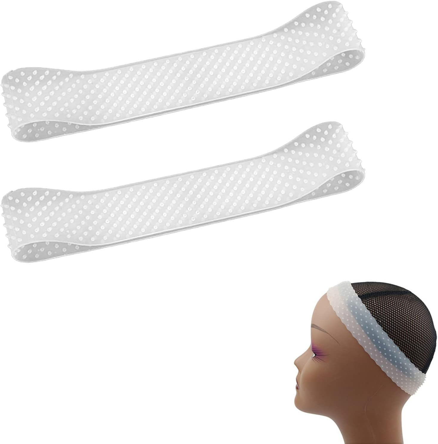 Adjustable Silicone Grip Wig Band,Silicone Wig Headband Non Slip Bands Seamless for Men Women Sports Yoga,2 PCS (White)