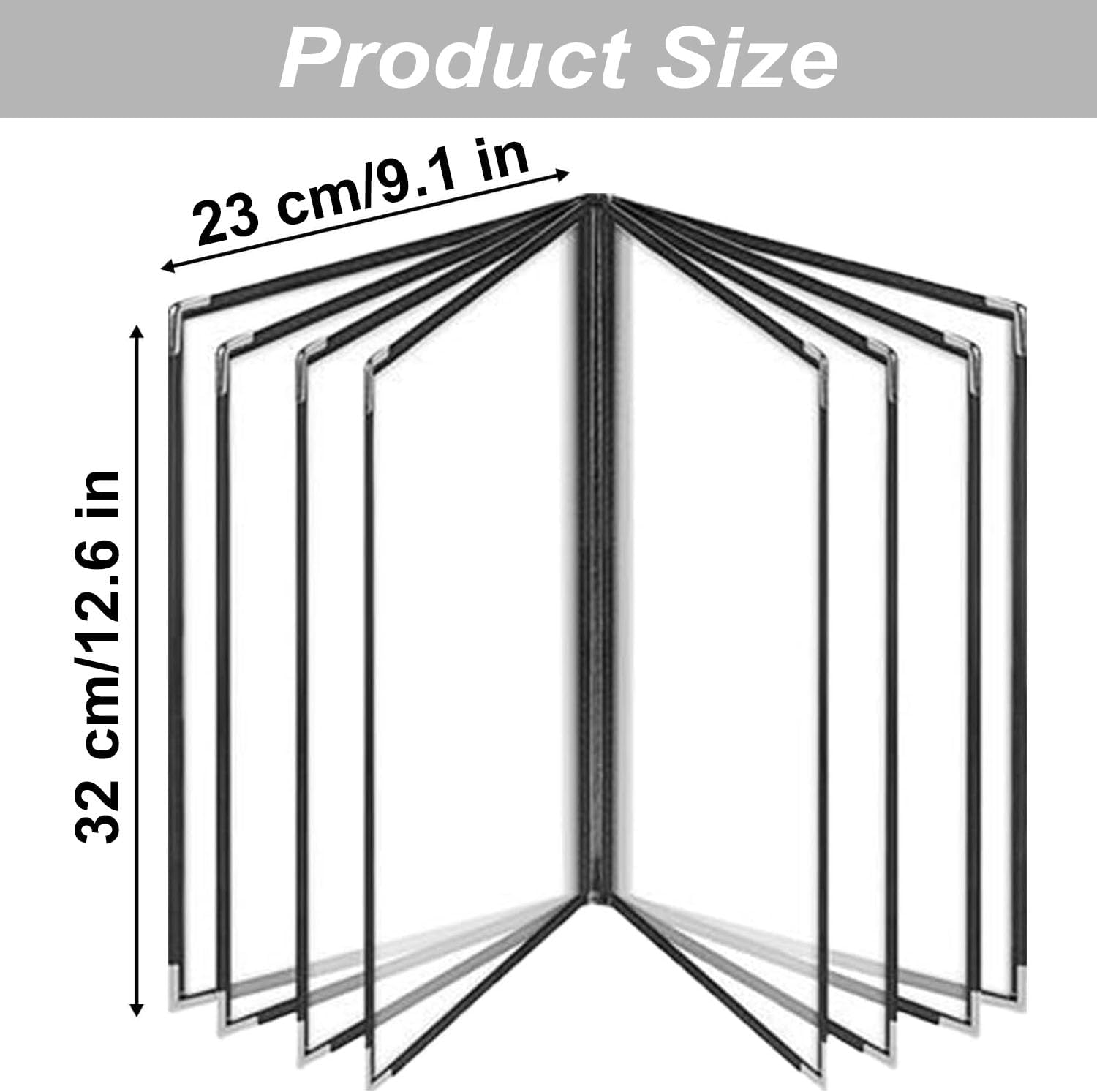 A4 Menu Covers Menu Book Holders, 4 Page 8 View Transparent Restaurant Menu Covers, Fits A4 Size Paper，Bar Cafe Restaurant Book Black Folder image number 5