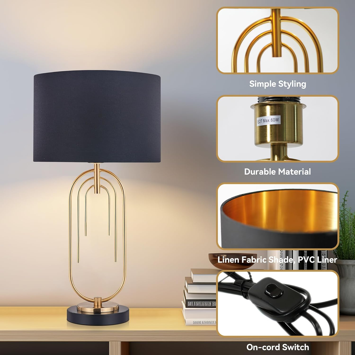 Fleur Table Lamp Black - White image number 2