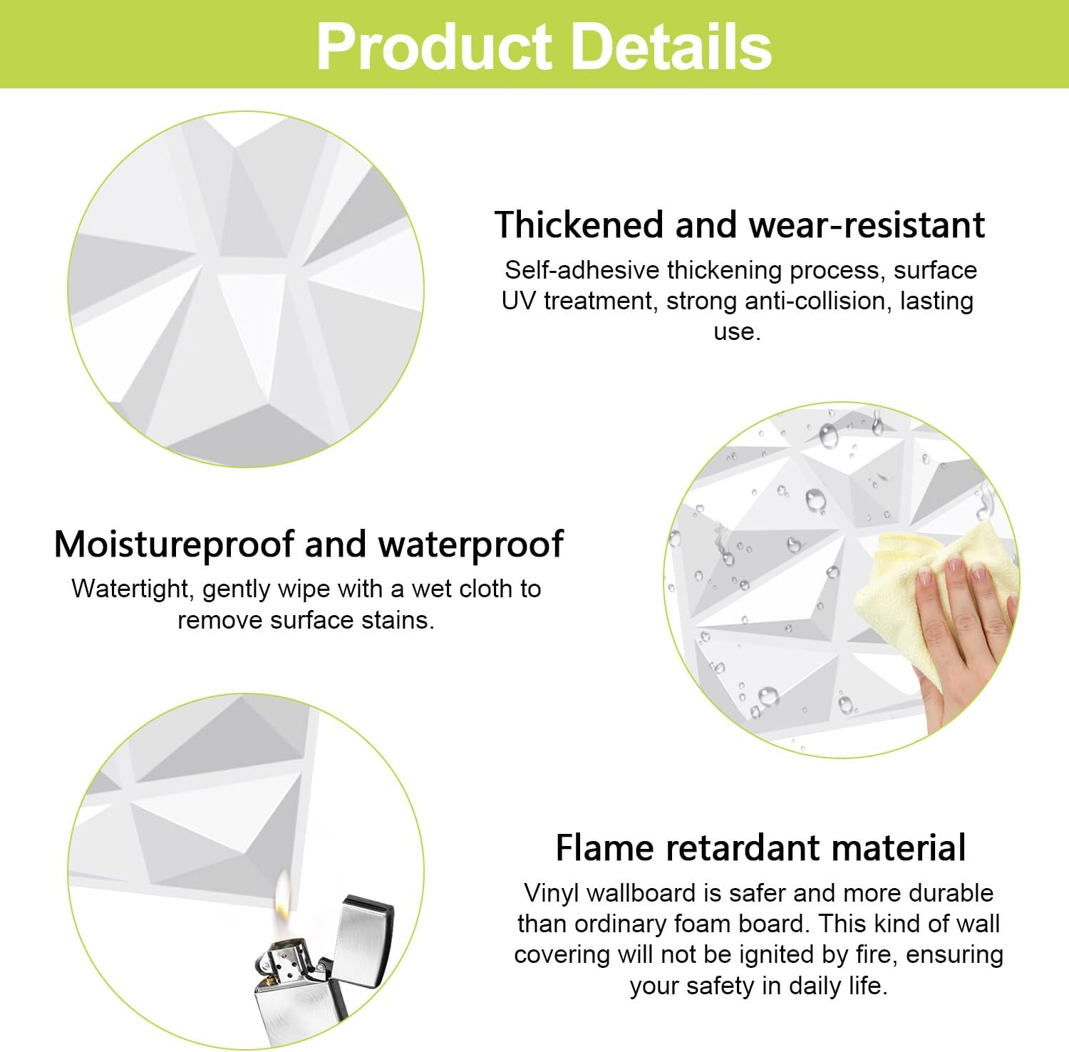 Pack of 12 3D Wall Panels, Self-Adhesive Stone Look, 30 X 30 Cm, Kitchen Back Wall Wallpaper, Wall Tiles, Self-Adhesive Wall Stickers for Interior Wall Decoration, for Furniture, Wall, Door, image number 3