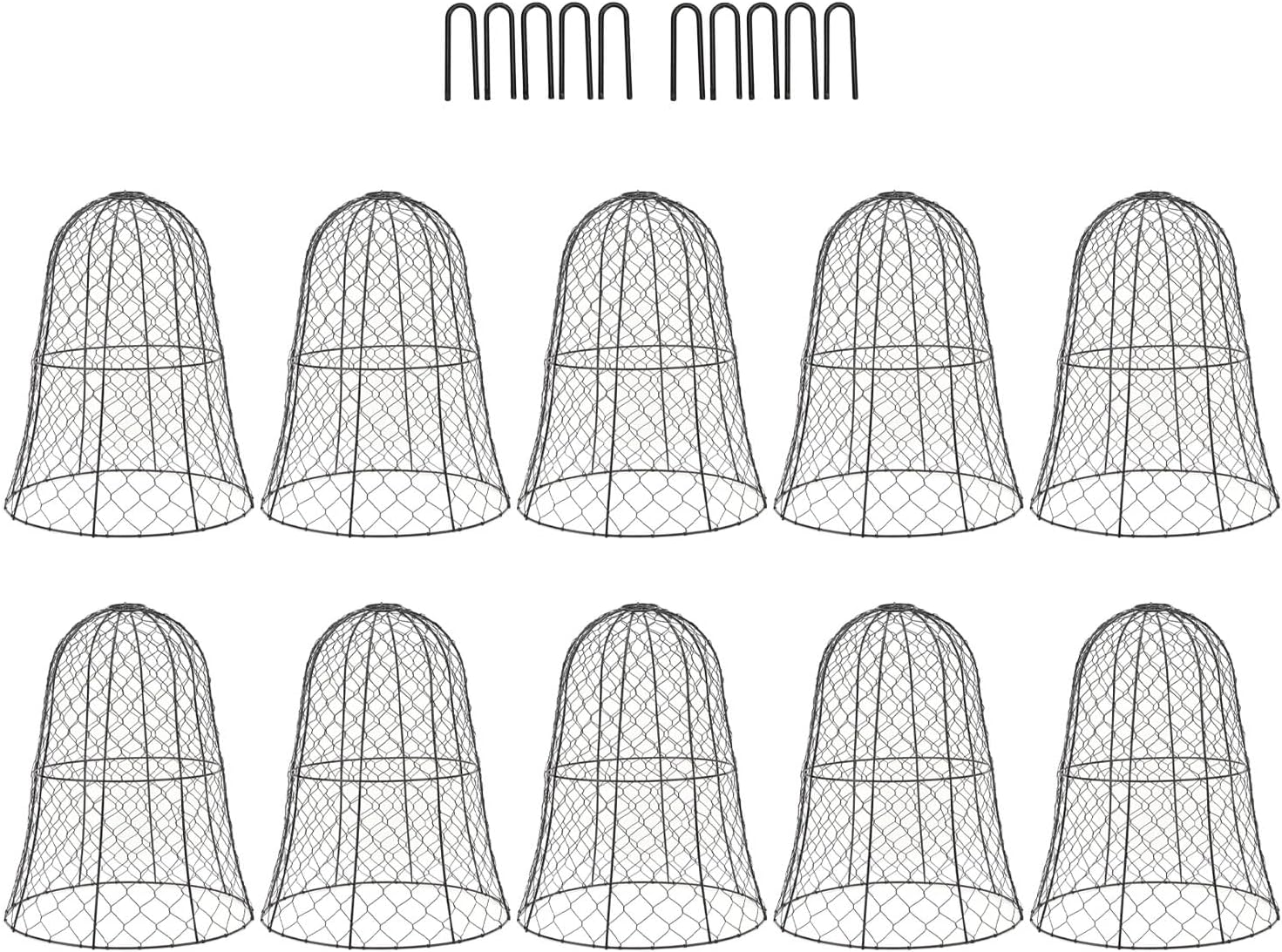 10 Packs Black Garden Chicken Wire Cloche Plant Protector Cloche Cover Thickened Construction Sturdy Mesh for Seeds and Plants