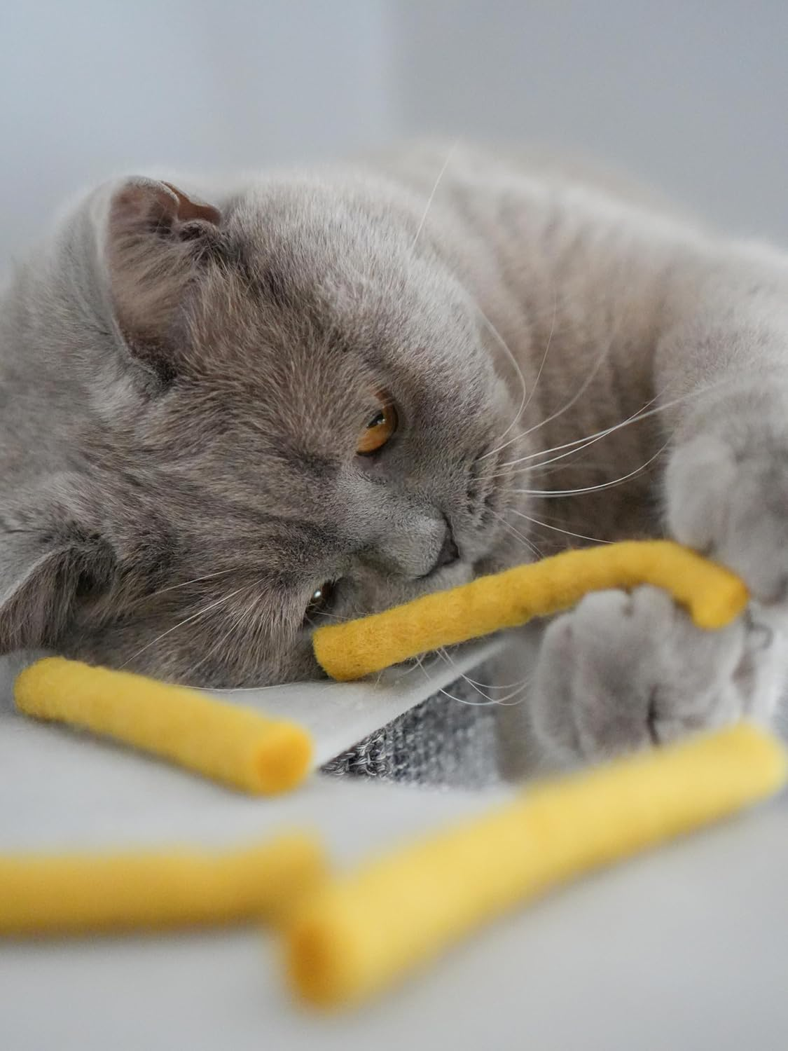 MEWOW 5 Felt Fries Cat Toy PAW Frites Pure Virgin Wool Cat Ball for Cats image number 2