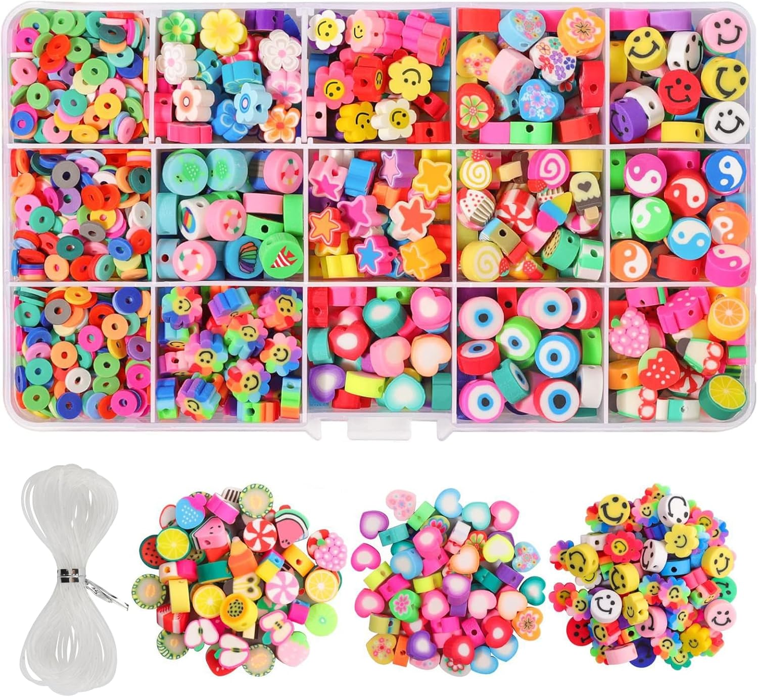 300 Pieces Colorful Clay Bracelet Bead Making Kits image number 1