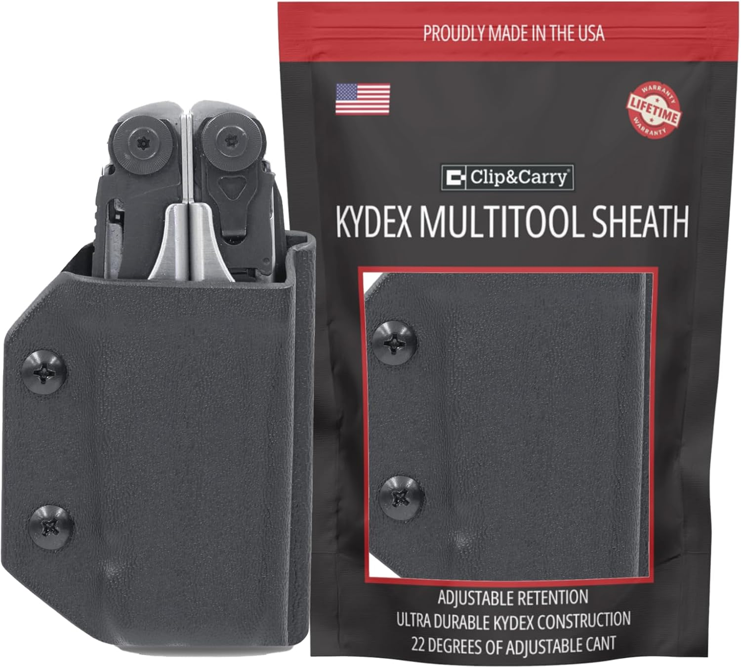 Clip & Carry Kydex Multitool Sheath for LEATHERMAN Surge - Made in USA (Multi-Tool Not Included) EDC Multi Tool Sheath Holder Holster Cover (Carbon Fiber Black)