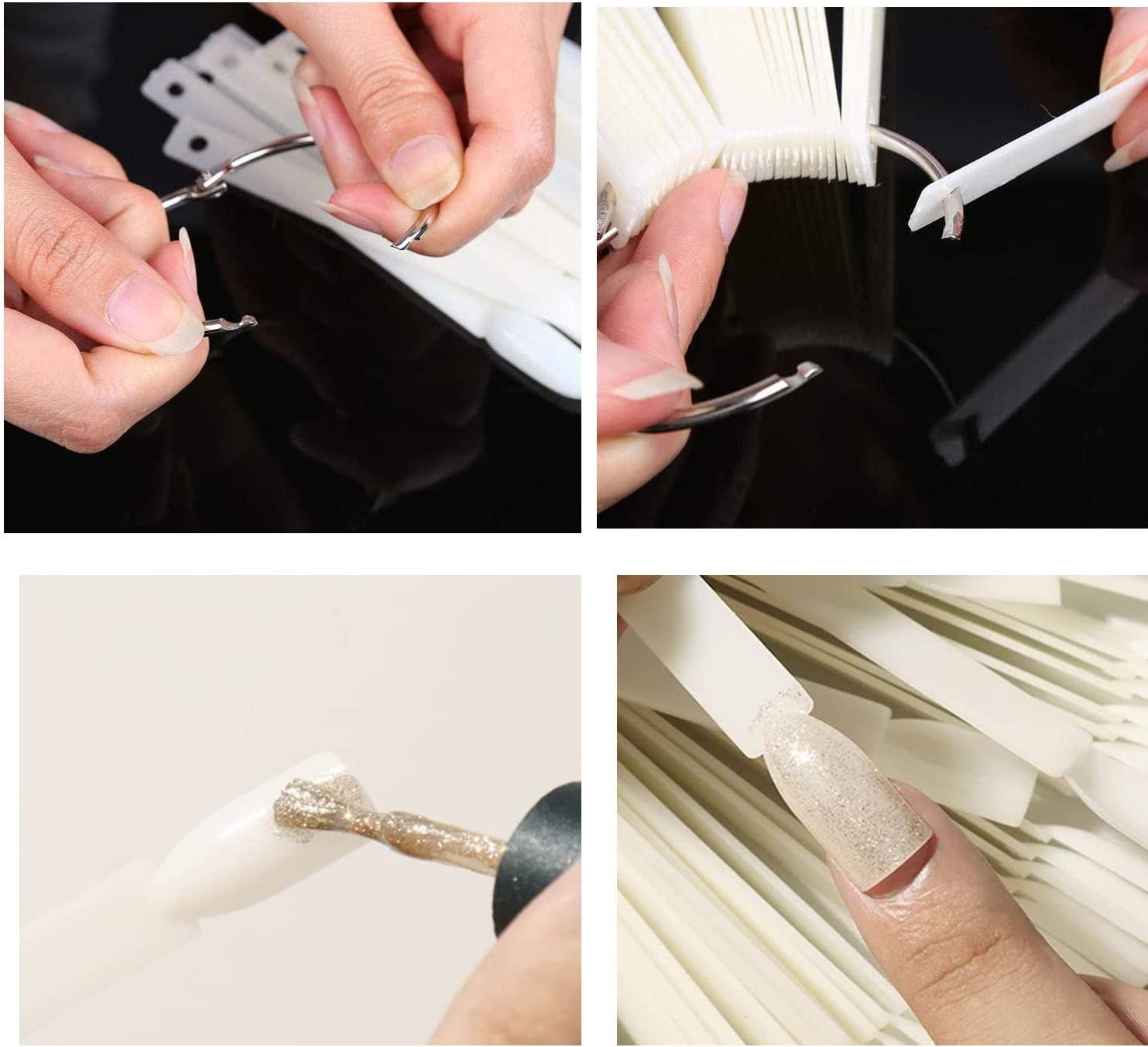 50Pcs Nail Swatch Sticks with Ring,Fan-Shaped Nail Art Polish Practice Display Nail Sample Sticks (B) image number 3