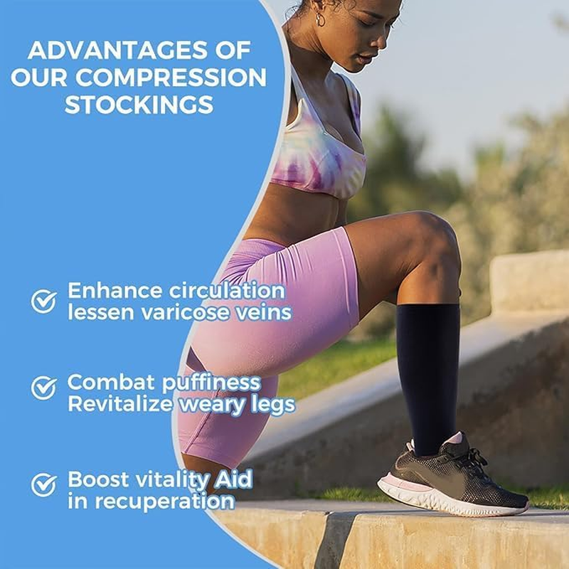 Open Toe Compression Socks (15 - 20 Mmhg, Knee High) for Men & Women,Flight & Travel Socks for Circulation Support(2 Pairs,Xxl) image number 2