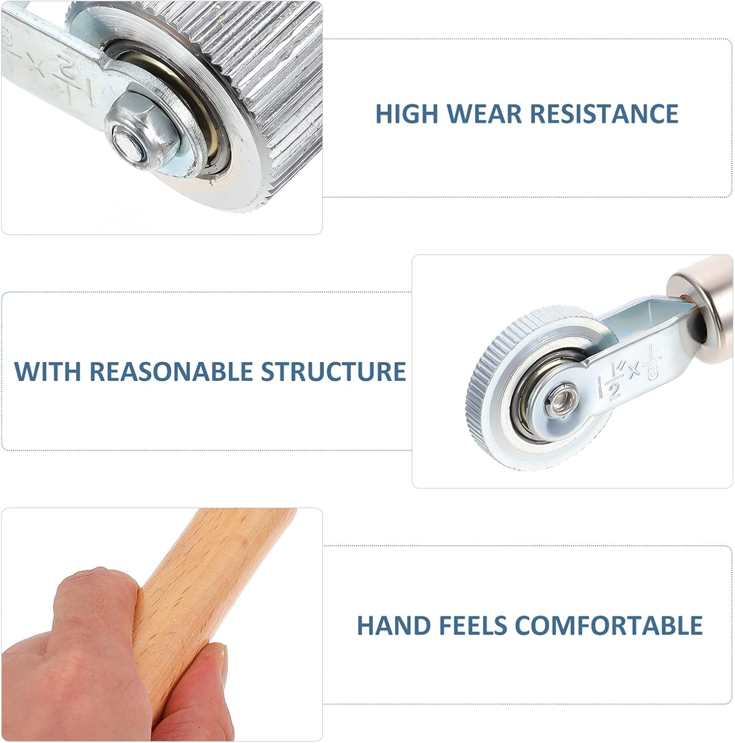 GARVALON 3Pcs Wood Handle Tire Repair Kit Rollers Pressing Wheel Automotive Tools Equipment image number 5