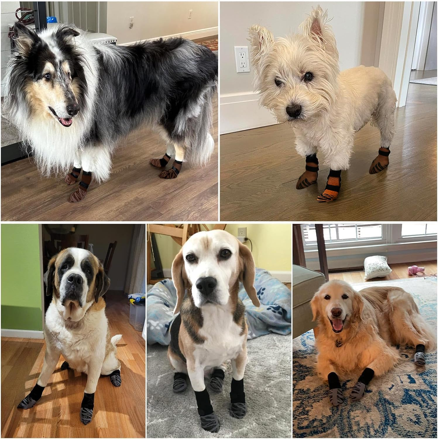 Anti-Slip Dog Socks with Adjustable Straps, Suitable for Hardwood Floors and Warm/Cold Pavements, Anti-Licking and Anti-Slip, Ideal for Dog Paw Protection,For All Dog Breeds (Brown, XL) image number 3