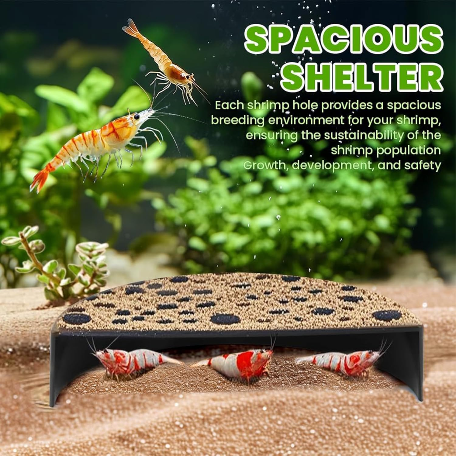 2 Pack Aqua Safe Shrimp Caves - 100% Safe Molting Hideouts for Shrimps & Nano Fish,Black Aquarium Breeding Caves for Shrimps Aquarium Fish Tank Decoration