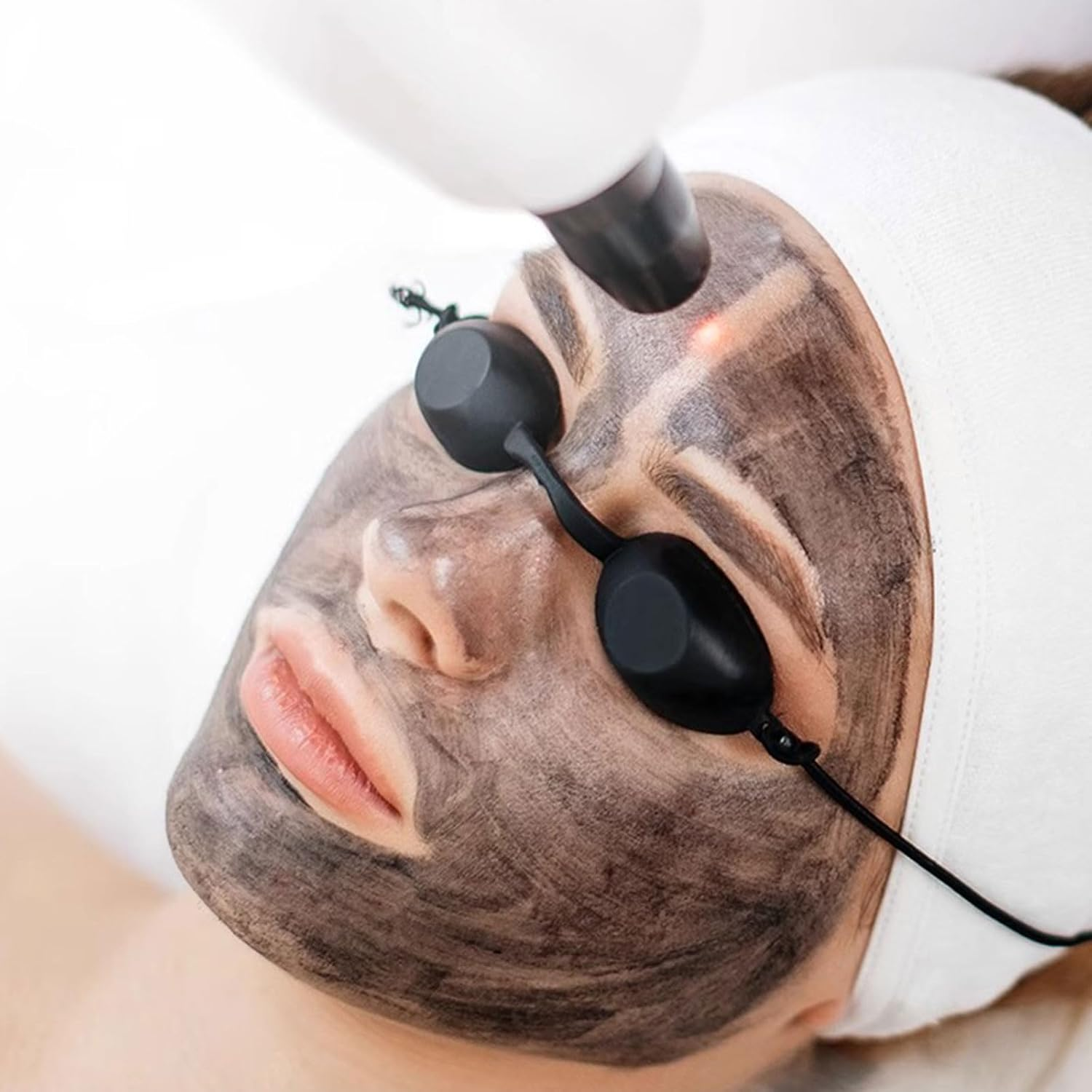 Safety Tanning Goggles and Durable Eye Patch for IPL UV Infrared LED Light Therapy Red Light Glasses with Transparent Bags for Patients Sunbathing on the Beach - Black image number 2