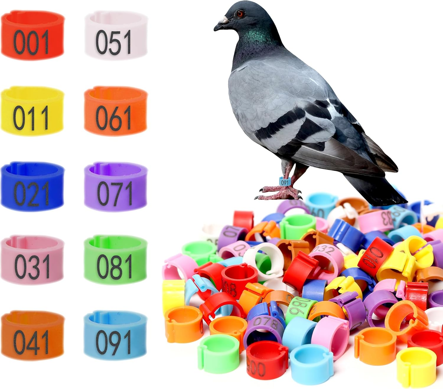 Pigeon Foot Rings，Colorful Readable Numbered Bird Identification Leg Bands 100 Pcs image number 3