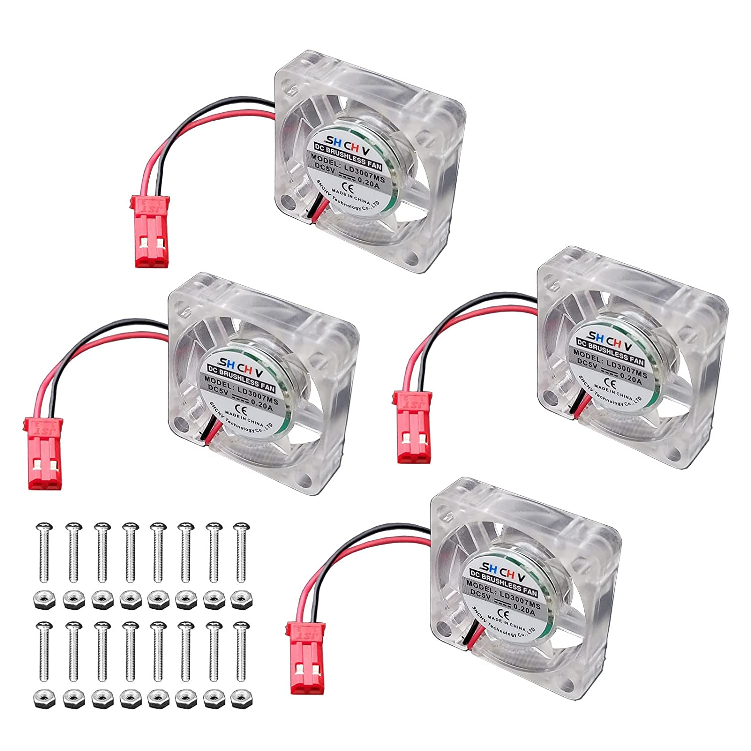 4Pcs 0.25A DC 5V Cooling Radiator Fans 30X30Mm LED Blue Light Brushless CPU Heat Cooler 2-Pin Connector Compatible with Raspberry Pi 4 image number 1