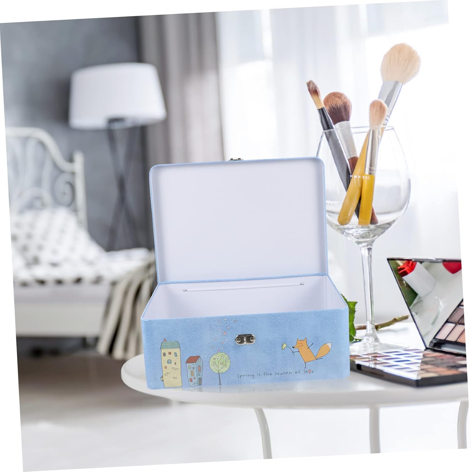 Lockable Storage Box Tin Box Lock Key for Desktop Jewelry Display Storage Case for Home Office Organization image number 3