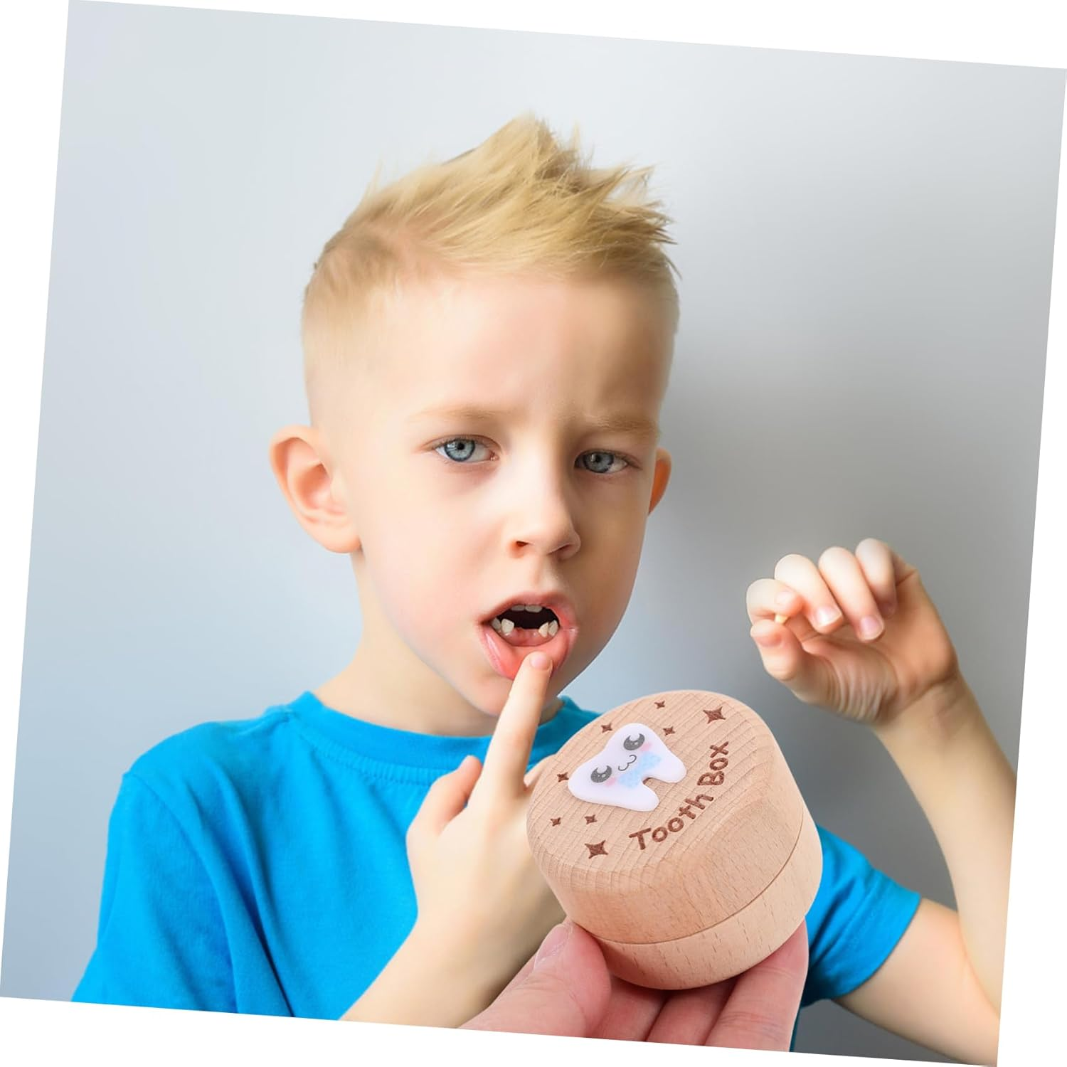 Yardwe Deciduous Tooth Box Wooden Teeth Keepsake Box Storage Container Teething Saver image number 5