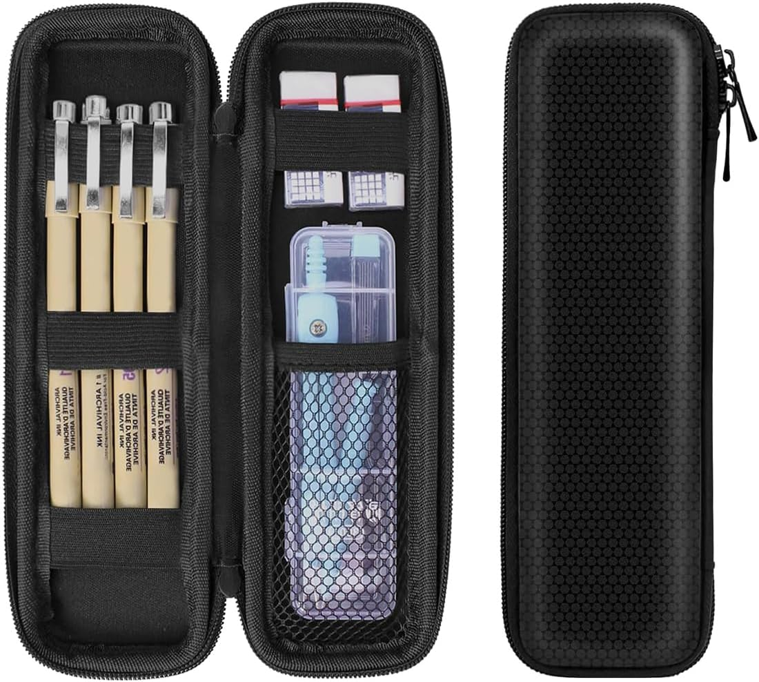 Small Pencil Case, Pencil Case, Hard Pen Case, Shockproof Pencil Case, Pencil Case for Executive Fountain Pen for Office, School (Black, Small) image number 3