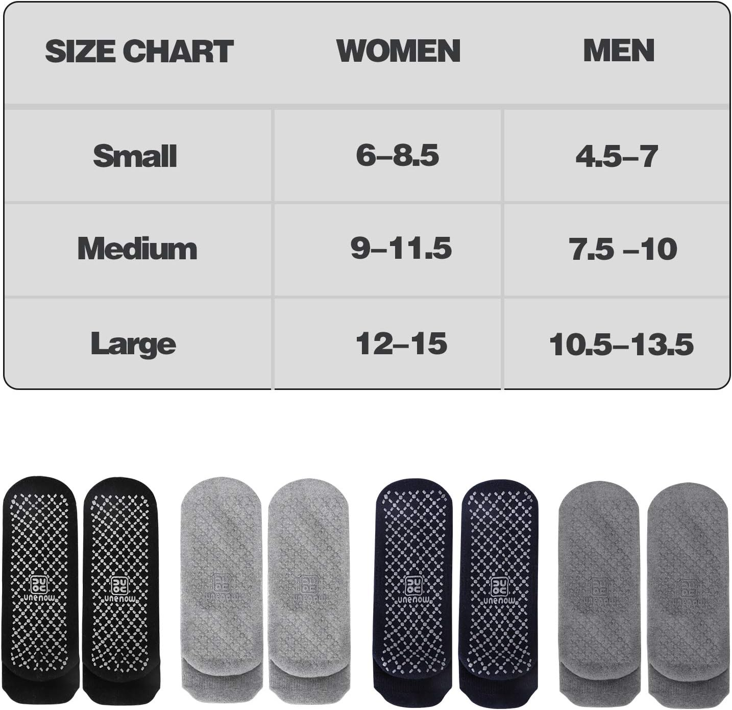 Unenow Unisex Non Slip Grip Socks with Cushion for Yoga, Pilates, Barre, Home & Hospital image number 4