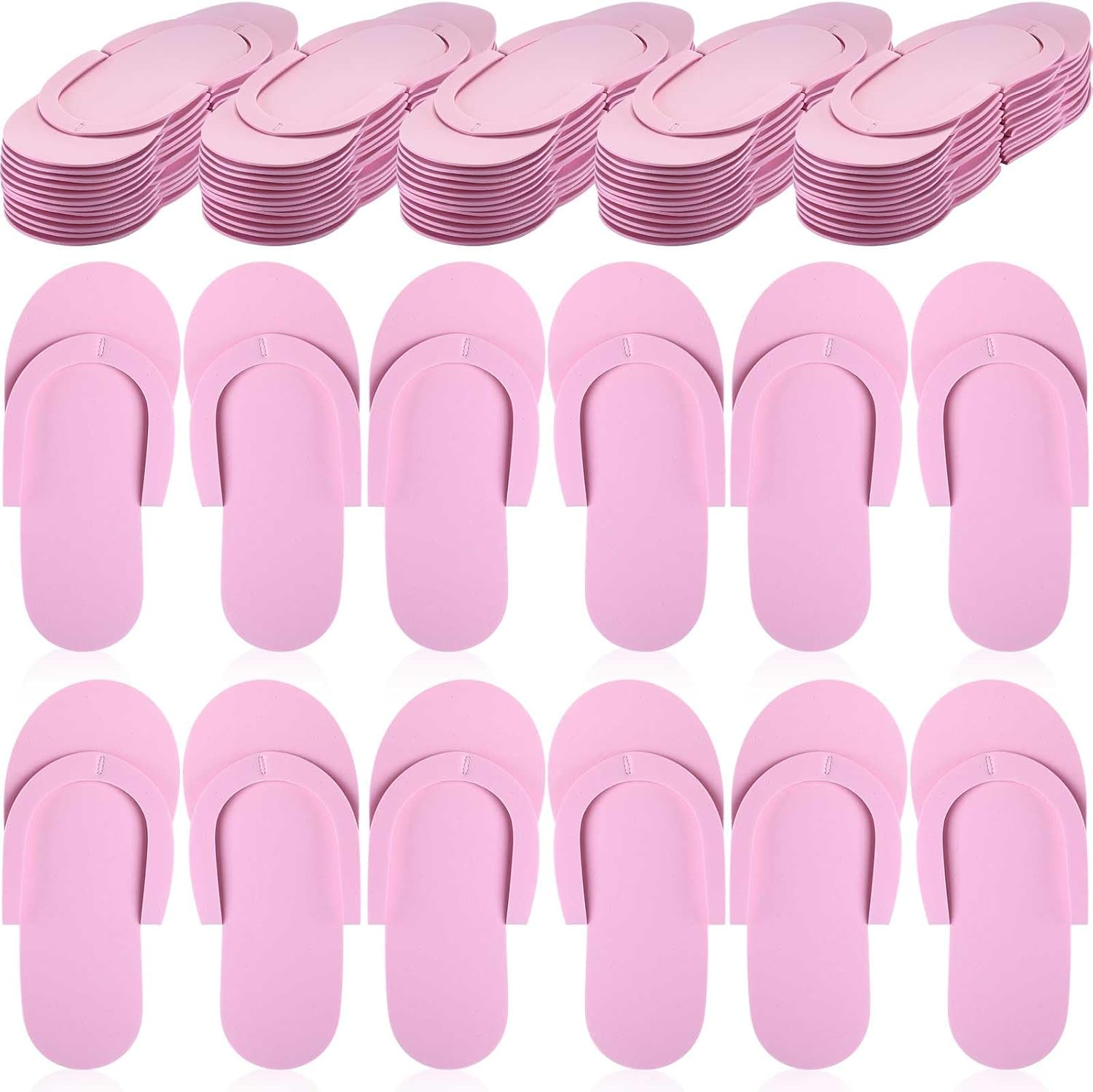 Jenpen 60 Pairs Disposable Slippers Foam Pedicure Flip Flops Disposable Flip Flops Foldable Pedicure Slippers for Salon Spa Hotel - Green image number 2