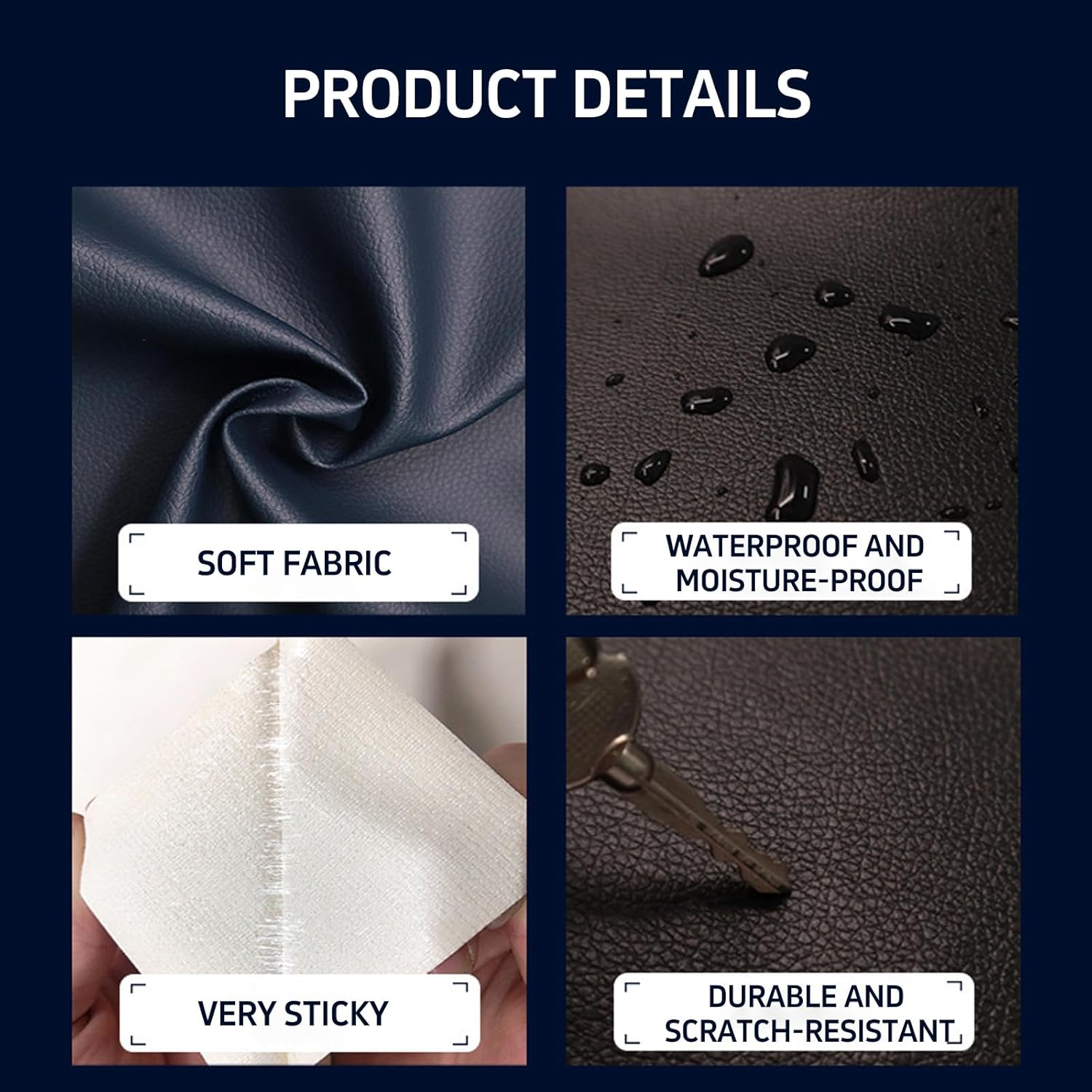 3Pcs Leather Repair Patch, 3.9&rdquo; X 7.9&rdquo; Self Adhesive Kit, Waterproof, Stain-Proof, Easy to Cleanfor for Sofas, Furniture, Kitchen Cabinet, Jackets,Car Seat Reupholster. (Model A)